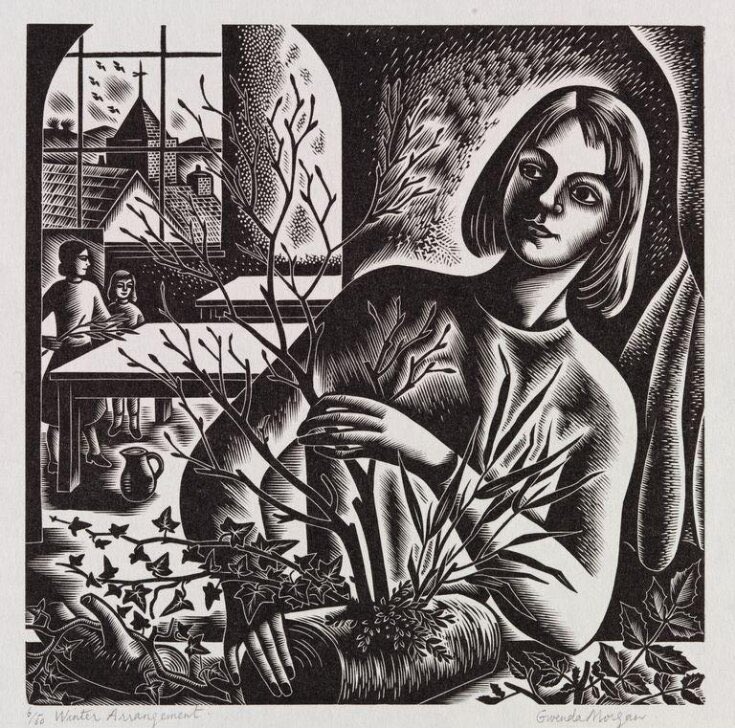 Winter Arrangement

wood engraving 
by Gwenda Morgan (1908-1991) 1954
