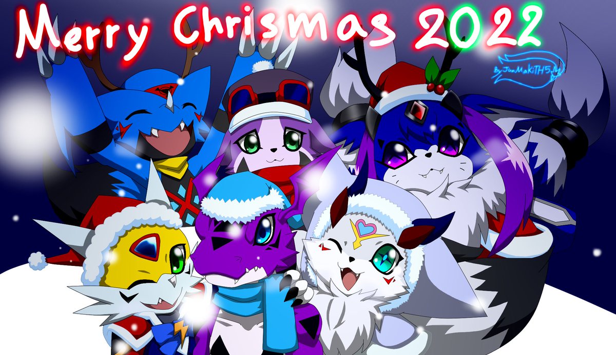 JunPazuru_TH5's tweet photo. Merry Chrismas!!!
#digifake
#digimonoc
#digimonOCs
#digimonfanfic
#fakemon
#digimonfanart 
#MerryChristmas 
#Fanmade_Digimon https://t.co/jq1eJR36tM