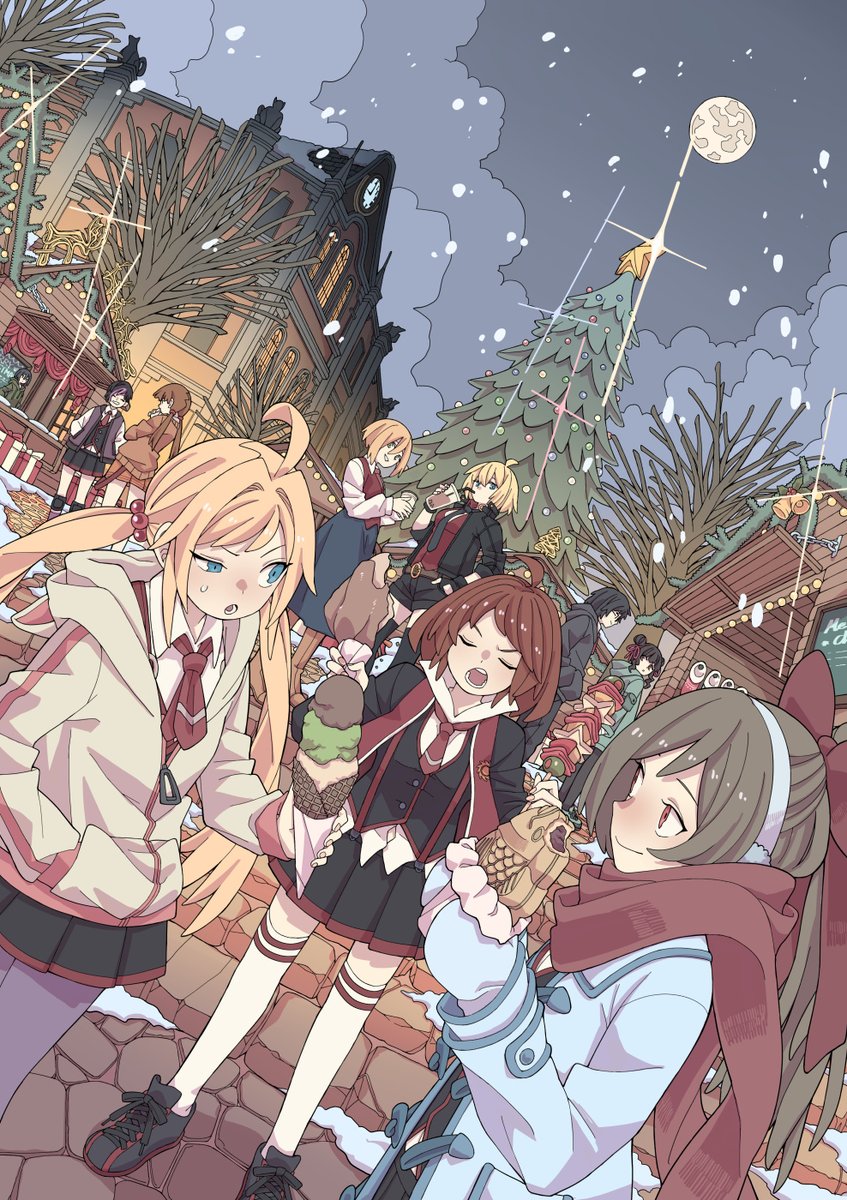 Merry Christmas, everyone!
Why not treat yourself to something nice at Benzaiten Academy's Christmas Market?
Amber's recommendation: "You gotta go with the MEAT, it helps fight the cold. Eating ice cream in winter doesn't even make sense anyway!"
Art by <a href="/Banana_Takemura/">武村ばなな</a>