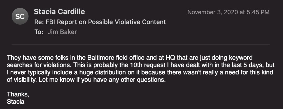 27.“They have some folks in the Baltimore field office and at HQ that are just doing keyword searche