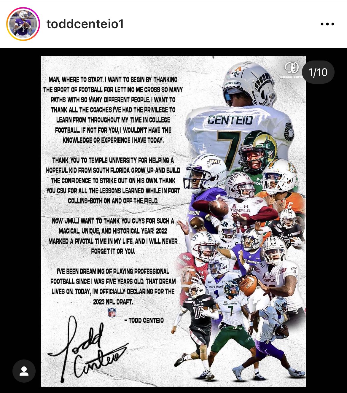 Madison Hricik on Twitter "FOOTBALL JMU quarterback Todd Centeio has