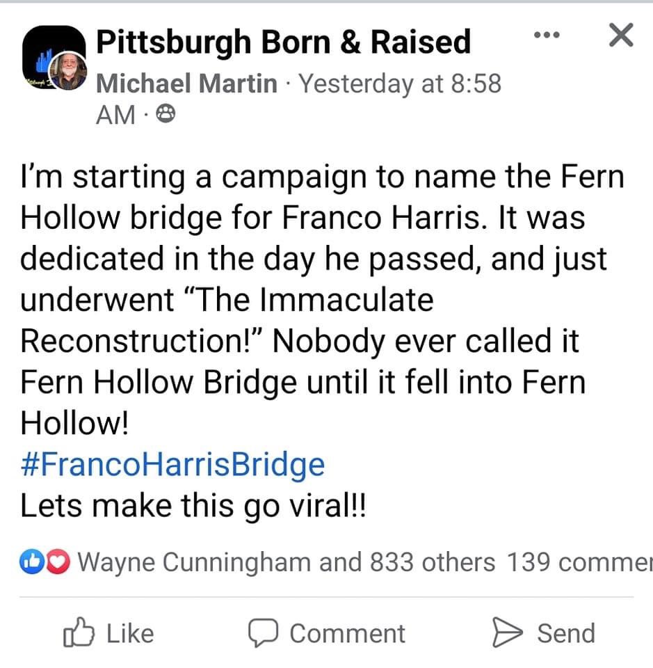 I love this idea, the bridge is owned by the city of Pgh which gives us the right to rename it, correct?