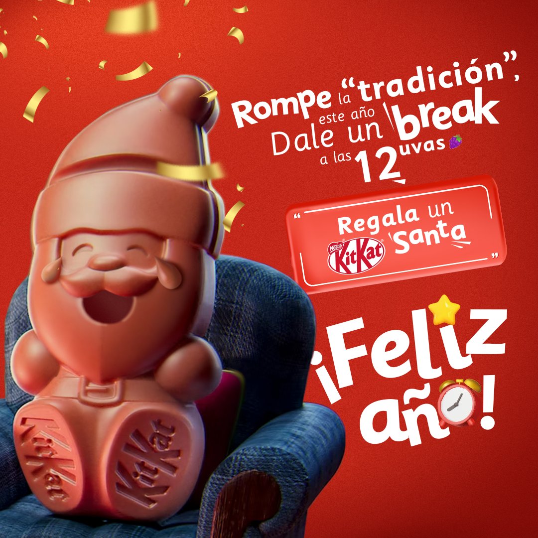 KitKatCol's tweet image. KIT KAT ®️ Santa te desea  un ¡Feliz año nuevo!🍫🤩 Y que en este 2023 sea un año cargado de muchos breaks🍫🤩. 

No olvides que aún tenemos unidades disponibles, cómpralo aquí 👉 cutt.ly/81HLQop 

*Edición limitada*