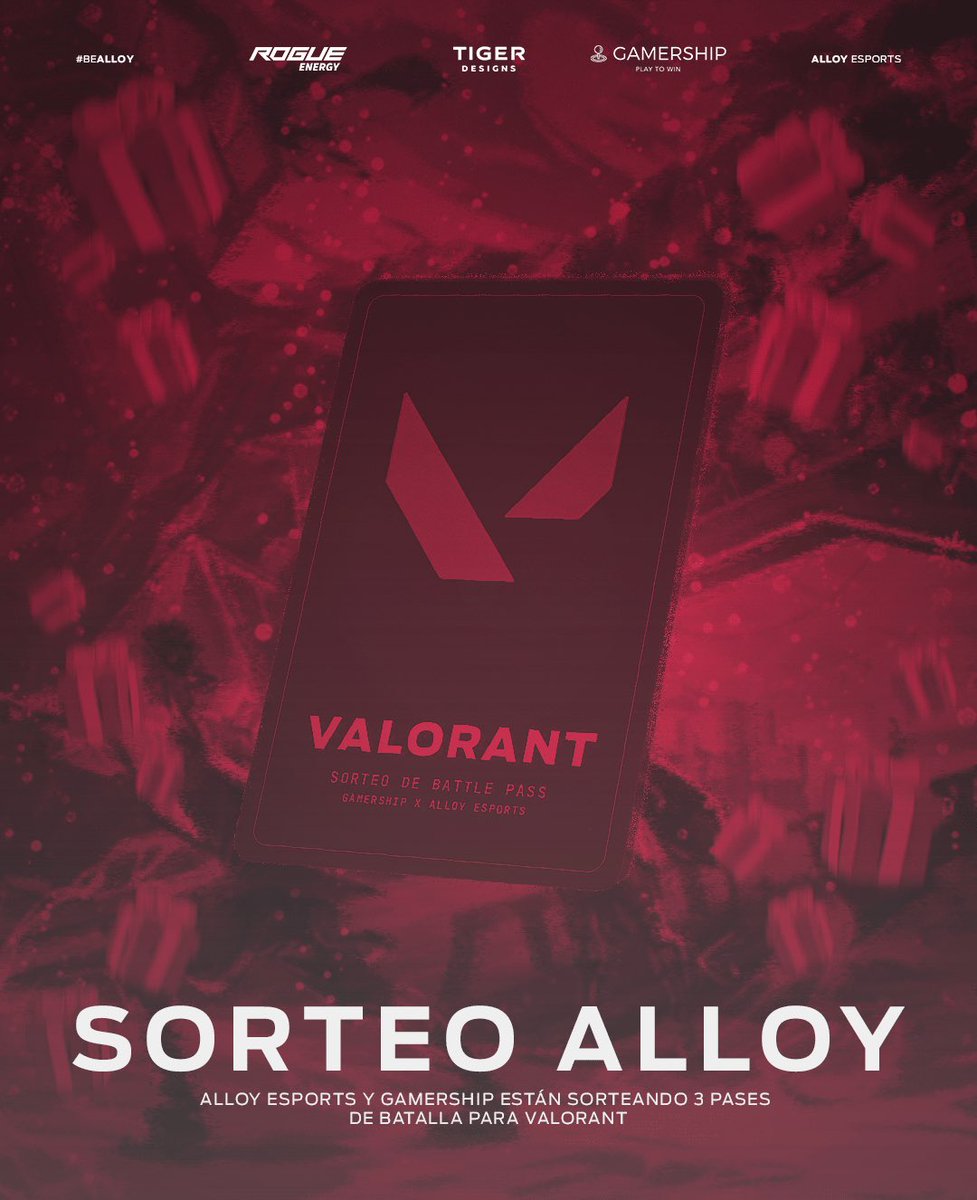 🎄SORTEO NAVIDEÑO🎄#AlloyChristmas 
Junto a <a href="/GamershipMX/">Gamership 💜</a> estamos sorteando 3 PASES DE BATALLA de Valorant 💙.

Para participar:

✅ Follow <a href="/GamershipMX/">Gamership 💜</a> y <a href="/AlloyGG/">AlloyGG</a> 
💌🔁 LIKE y RT este tweet.
🗒️ Etiqueta a 2 amigos.
 (Entre más comentes, más posibilidades tienes)