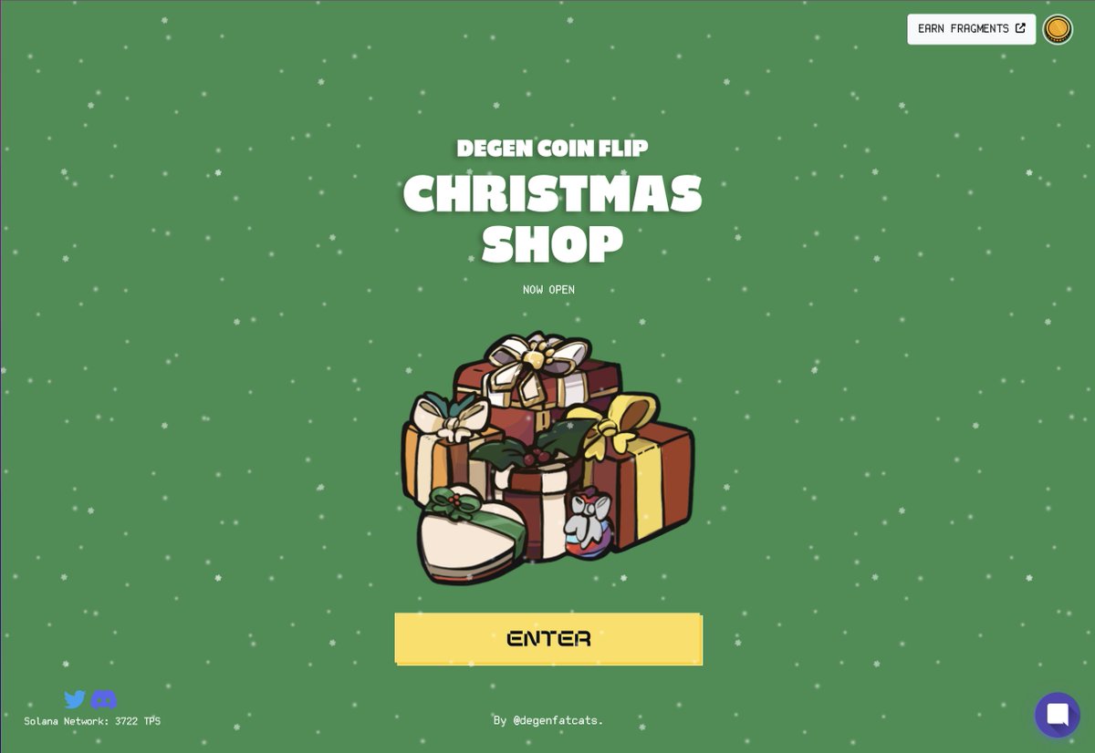 degencoinflip's tweet photo. The shop is now open! 

Santa's put over 2000 sol in the presents and for the delay, we're going to have a 69% sale on all items.

🎁 like + rt for 10 sol raffle https://t.co/poXTSgpQH7