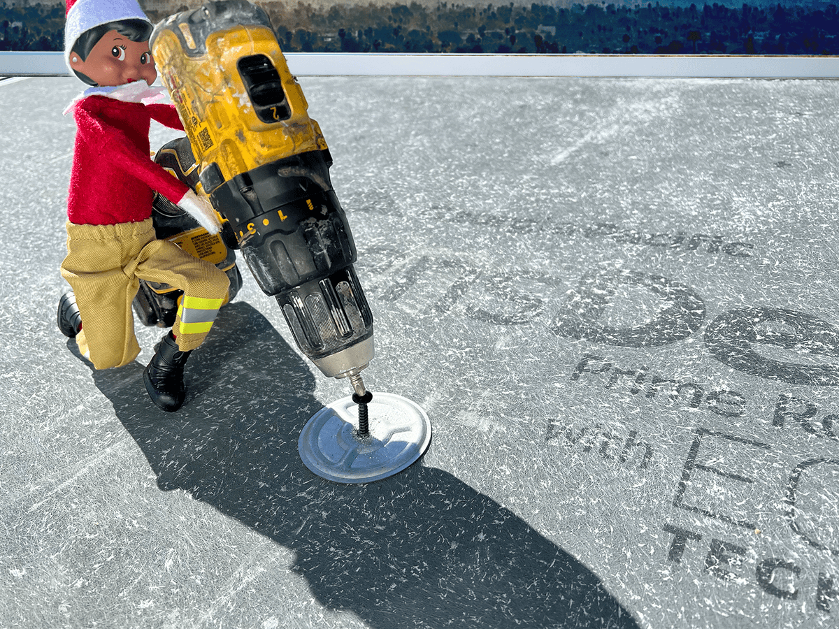 BuildGP's tweet photo. Santa’s coming to town. Is your roof durable enough for rowdy reindeer? You might want to pick up @BuildGP ’s DensDeck® Prime Roof Board to help make sure. #ElfOnASite #BuildGP https://t.co/V1UFn5wQL8