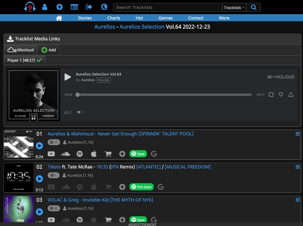Thank you <a href="/Aur3lios/">Aurelios</a> for supporting my <a href="/tiesto/">Tiësto</a>  ft. <a href="/tatemcrae/">Tate McRae</a>  - 10:35 Remix in your Aurelios Selection Vol. 64 December 23rd 2022🔥🎉

<a href="/ValeIPNMusic/">ValeIPNMusic</a> 

Link here: 1001tracklists.com/tracklist/18fy…

#tiesto #tiestofamily #tiestoclublife #tiestofans #tatemcrae #techhouse #techhousemusic