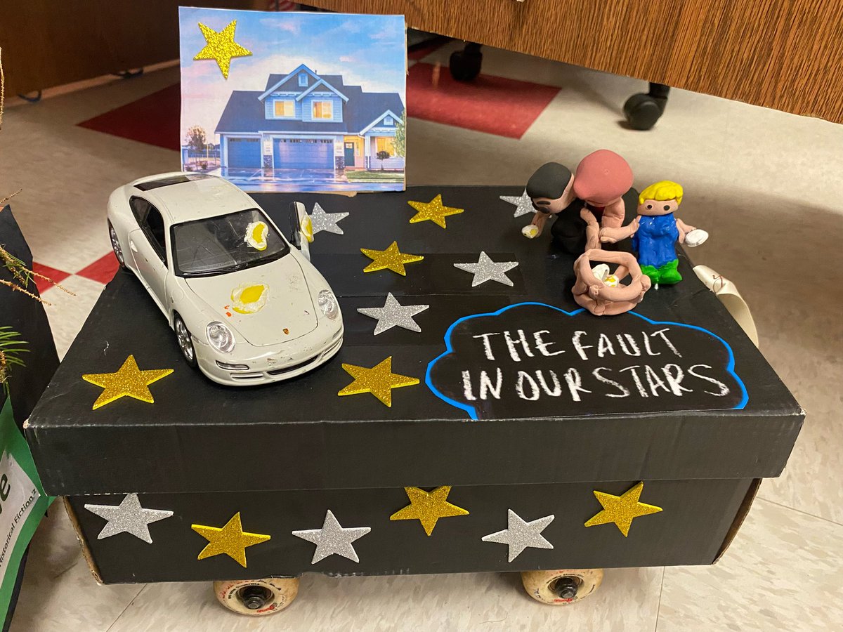 Pulaski26AP's tweet photo. Mrs. Flaherty’s 7th and 8th graders created a “literature parade” of their independent reading books.  Students created “floats” based on a character, symbol, or scene from their book. #casmirpulaski26 #literature https://t.co/82aIcmcWGM