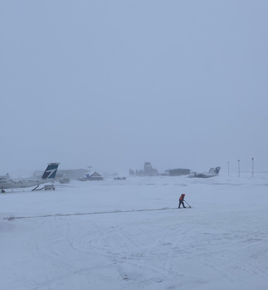 DannaGuelph's tweet photo. Thank you Flight crew and Ground crew @FlairAirlines @TBAIRPORT @TorontoPearson for getting us home safe.  Hope someone will help this crew member in Thunder Bay otherwise it might take awhile.  😂#storm #HappyHolidays https://t.co/HyFKC9ZeGK