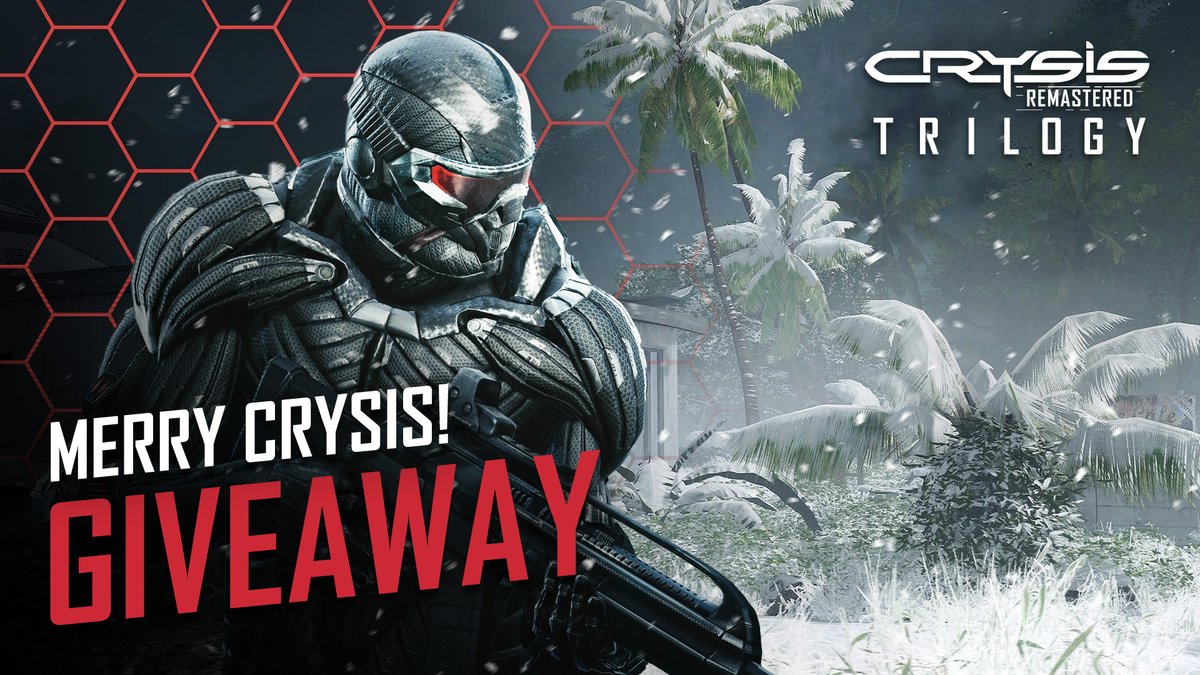 This Holiday season, we're giving away Crysis Remastered Trilogy keys for every 100 likes this post gets. 🎁 To enter: ✔️Follow us on Twitter, 🔁Retweet this Post, 🙋Comment with your Platform & Tag a Friend, Winners will be contacted next week via DMs!