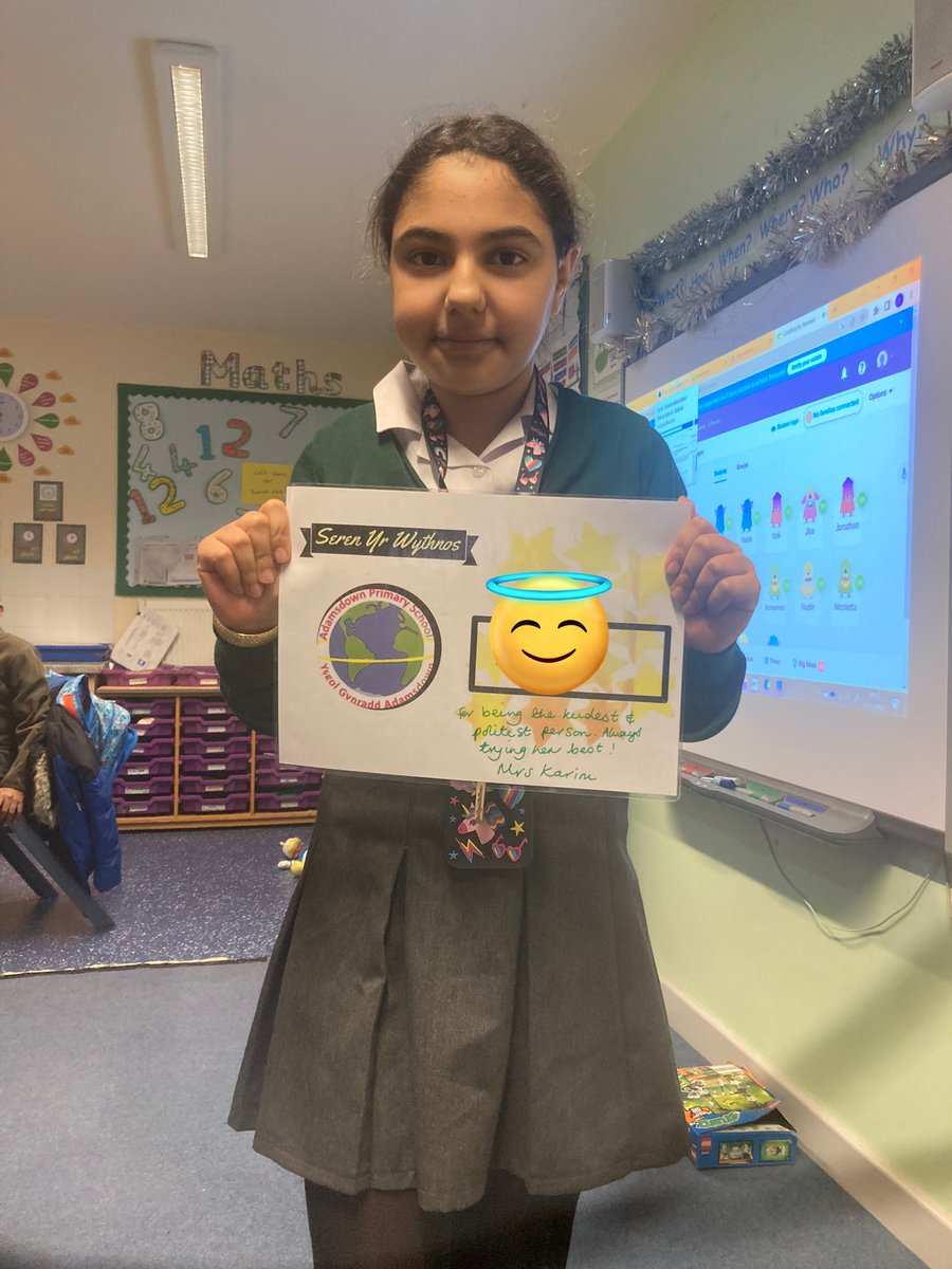 We had 4 fab pupils for #SerenYrWythnos yesterday as we wanted to make sure they were recognised for their achievements. They’ve really lived our value of #Kindness this half term as well as being resilient and always aiming high. 💎