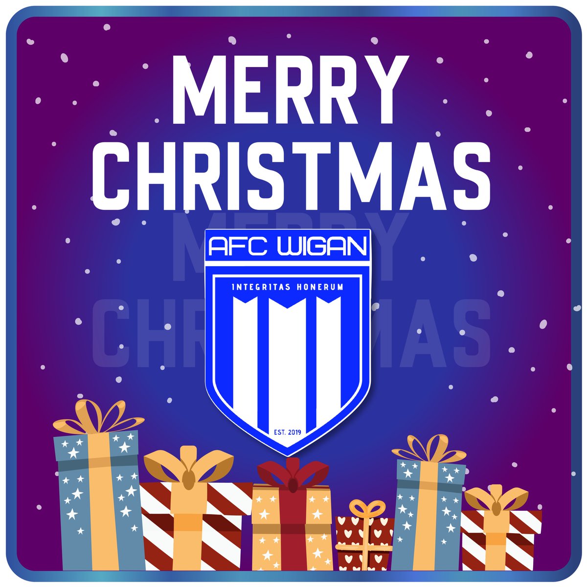 afcwigan's tweet photo. Merry Christmas to all our followers, teams in the @lancsamleague, all our friends across football in the North West ⚽ From Jon L, John E, Dan B, Meg W and everyone else at AFC Wigan. All the best 🎅🎄 https://t.co/UiLUdjCRZn