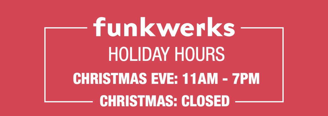 Please note that we will be closing early tonight and that we will be closed all day tomorrow. We wish you the happiest - and funkiest - of holidays!
