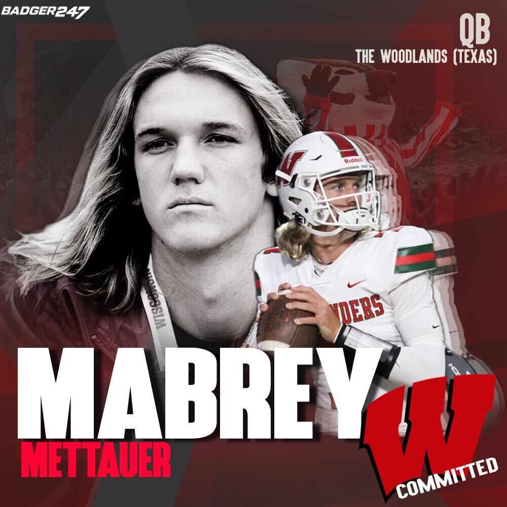 SWiltfong_'s tweet photo. BREAKING: The Woodlands (Texas) High @247Sports Composite four-star QB Mabrey Mettauer commits to #Wisconsin. “I love that they have great o-linemen and great running backs and a great defense and I feel they’re that piece at quarterback.” https://t.co/jGZHNGQ9Jn https://t.co/lrnBnz5ZtK