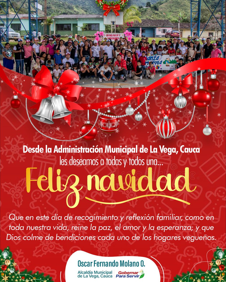 ✨  Desde la Admon municipal de La Vega, Cauca enviamos un abrazo muy grande y sincero a todos los hogares vegueños. Que esta fecha sea la continuación de ese camino de sueños y trabajo comunitario y familiar, que sea la oportunidad para que nazcan nuevos retos y nuevas alegrías.