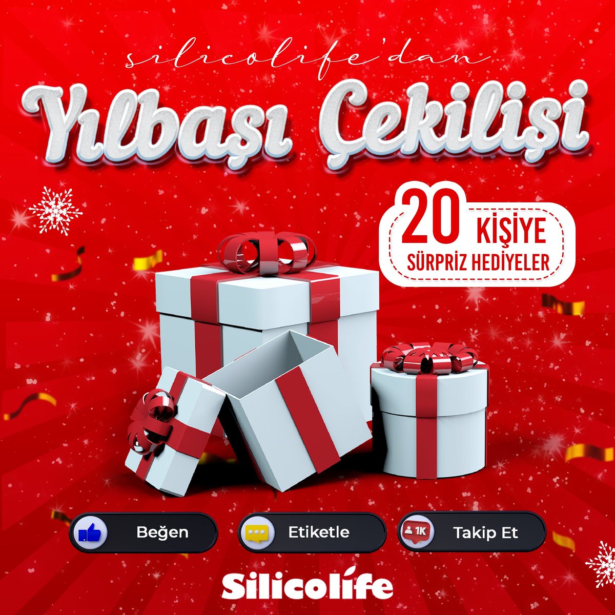 Silicolifetrr's tweet photo. ÇEKİLİŞ VAR! 🎉

SİLİCOLİFE'DAN YENİ YILA ÖZEL 20 KİŞİYE SÜRPRİZ HEDİYELER 🎁

ÇEKİLİŞ ŞARTLARI

- Sayfamızı Takip Et
- 1 Arkadaşını Etiketle
- Gönderiyi Beğen ve Kaydet

Çekiliş Sonuçları 5 Ocak Tarihinde Açıklanacaktır.

Kargo Tarafımıza Aittir. 📦

#yılbaşı #çekiliş https://t.co/q8a2vp6GQW