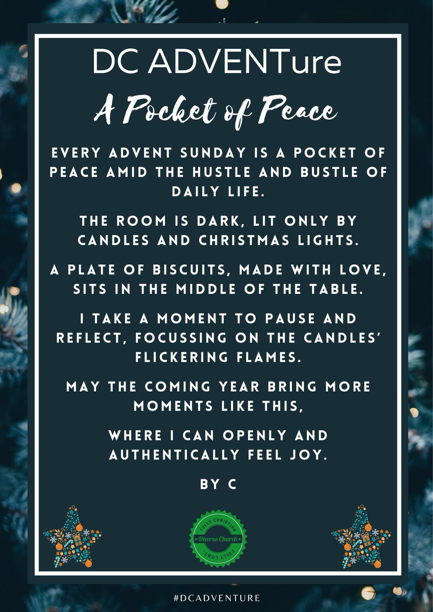 Diverse_Church's tweet photo. A beautiful Christmas Eve #DCADVENTure by C brings us into 'A Pocket of Peace' for a moment. Warmth to you today :) https://t.co/s1zIHtutY2