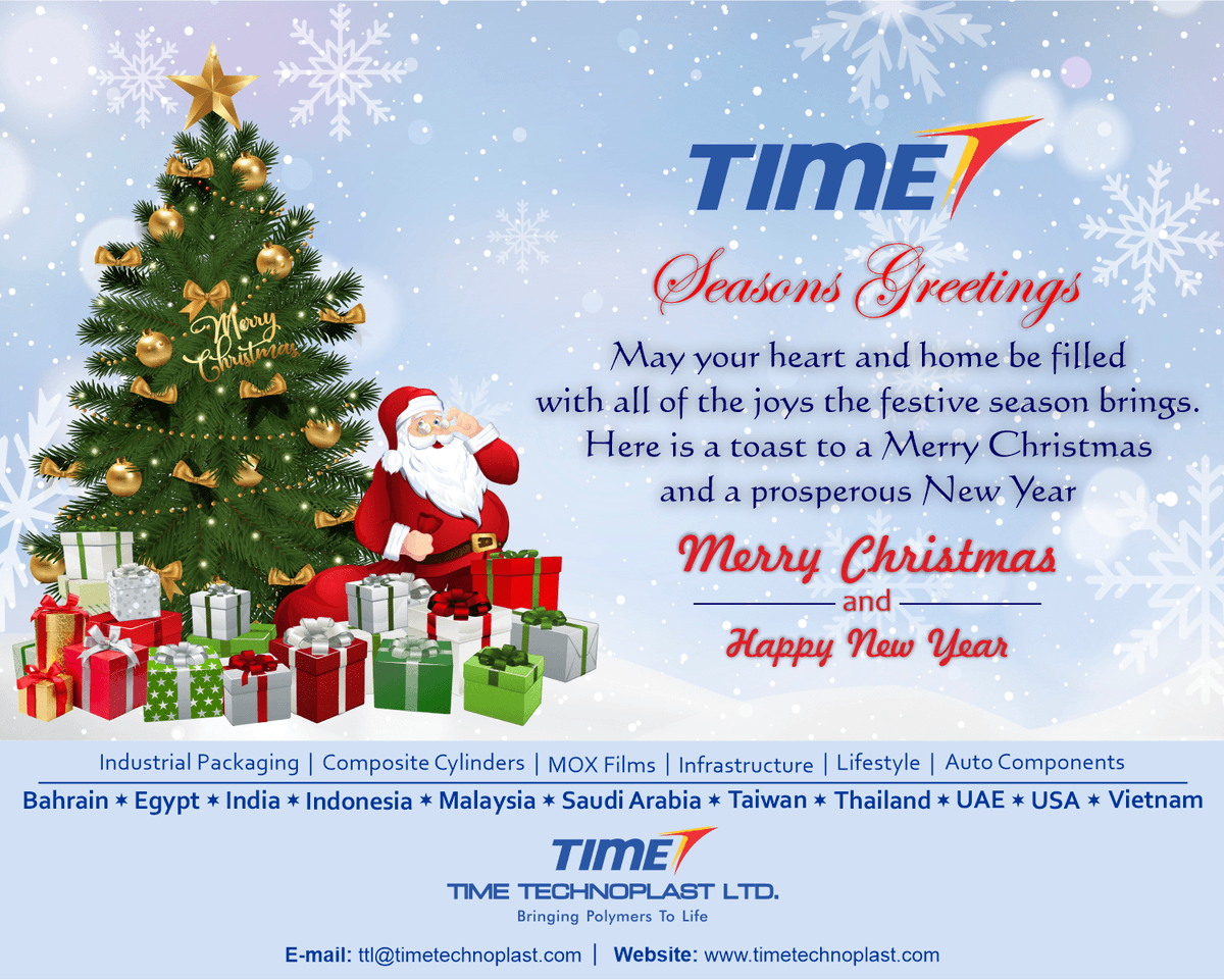 May your holiday season be filled with joy, love and all the trimmings.

Merry Christmas &amp; Happy New Year 2023.

#christmas2022 #Festivities #newyear2023 #seasonsgreetings #merrychristmas2022 #timetechnoplastltd