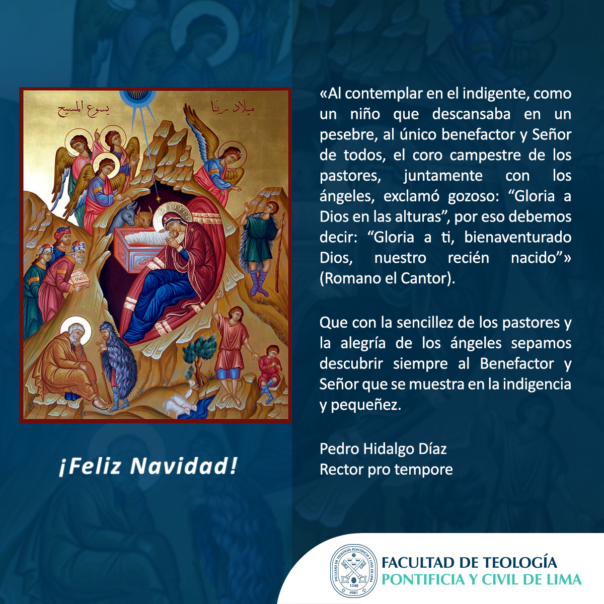ftpcloficial's tweet photo. 🎄 ¡Feliz Navidad! 🧡
Compartimos el saludo navideño de nuestro Rector y, unidos, deseamos de todo corazón que tengan una bendecida navidad, celebrando el nacimiento de nuestro Salvador
#FTPCL #FacultadDeTeología #Navidad https://t.co/oWO2fvWyi1