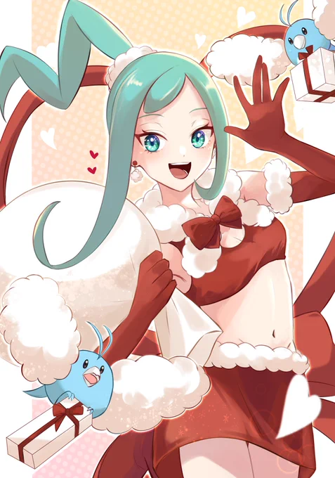 "𝙼𝚎𝚛𝚛𝚢 𝙲𝚑𝚛𝚒𝚜𝚝𝚖𝚊𝚜!!"ルチアちゃんサンタコスの姿とチルットちゃんです!プレゼント欲しい〜〜 