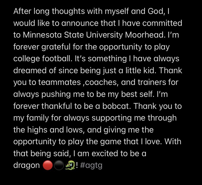 Thanks for everything <a href="/brookingsfball/">Brookings Bobcat Football</a> ! COMMITTED ⚫️🔴