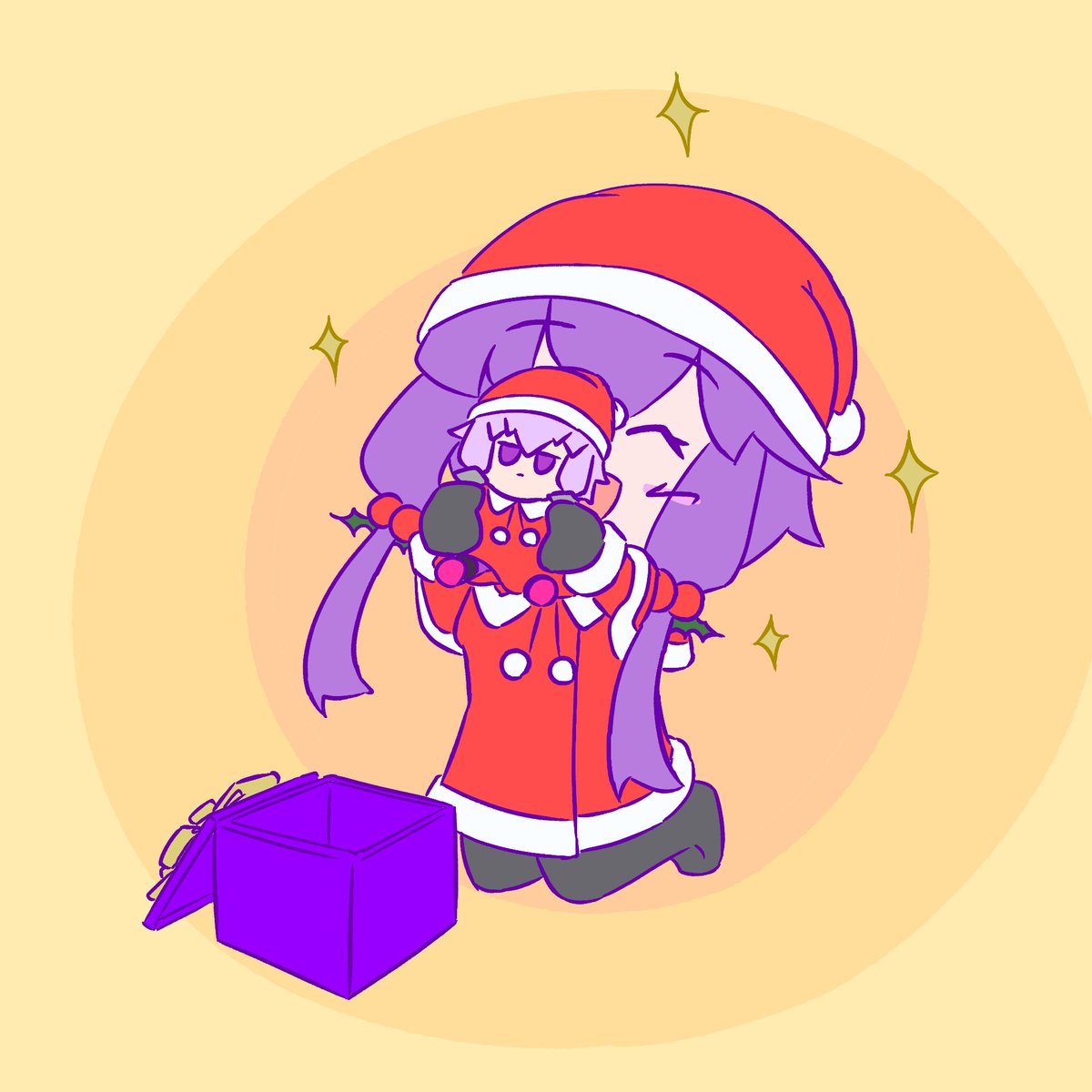 yuzuki yukari hat purple hair santa hat 1girl closed eyes santa costume red headwear  illustration images