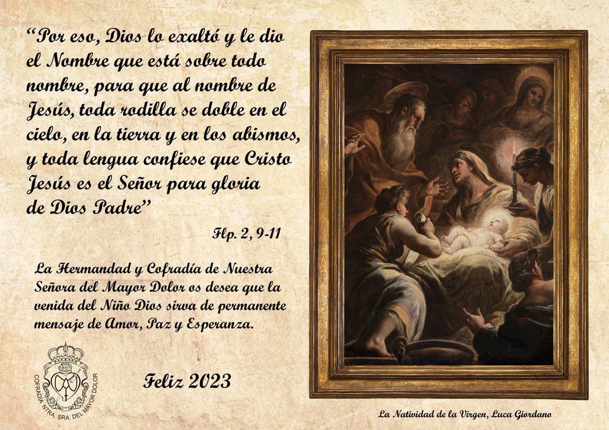 La Hermandad y Cofradia de Ntra. Sra. del Mayor Dolor os desea #feliznavidad