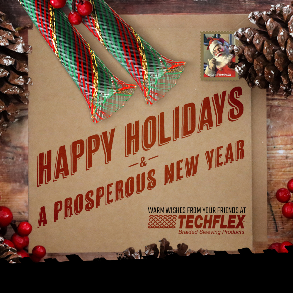 Techflex_inc's tweet photo. 🎄The Techflex® team is grateful this holiday season you chose us to be a part of your 2022 project successes! We wish you and yours Happy Holidays and a Happy New Year! 🎉#Techflex #BraidedSleeving #Sleeving #TechflexSleeving #Wireharness #Holidays https://t.co/KNmYxWMNa7