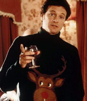 folkausten's tweet photo. colin firth as mark darcy wearing ugly christmas jumpers https://t.co/D7MoHZvby4