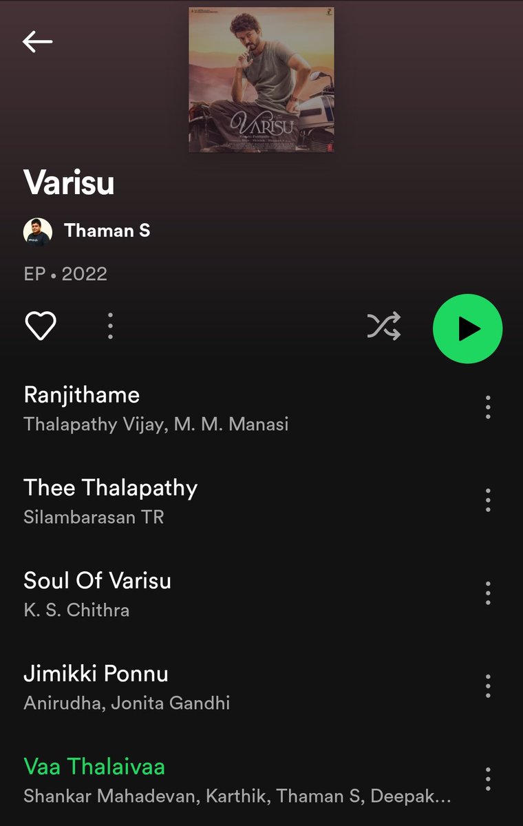 Sivaprasanth5's tweet photo. #VarisuTrackList 🫰
#Varisu #ThalapathyVijay #Thalapathy #Vijay #Thaman #VarisuAudioLaunch https://t.co/JJrmY0lr7e