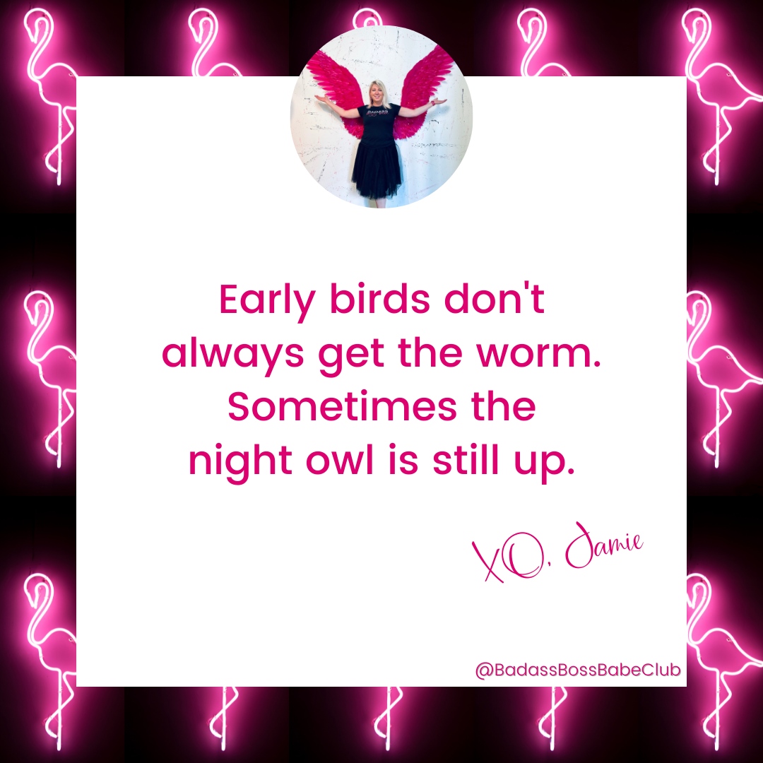 Are you an early bird 🐥 or a night owl 🦉?

Personally, I'm a night owl! I've discovered that I work my best and I am most creative at night. And I have learned to listen to my body and when it is functioning at its best. For years I had to get up really early for my corporat...