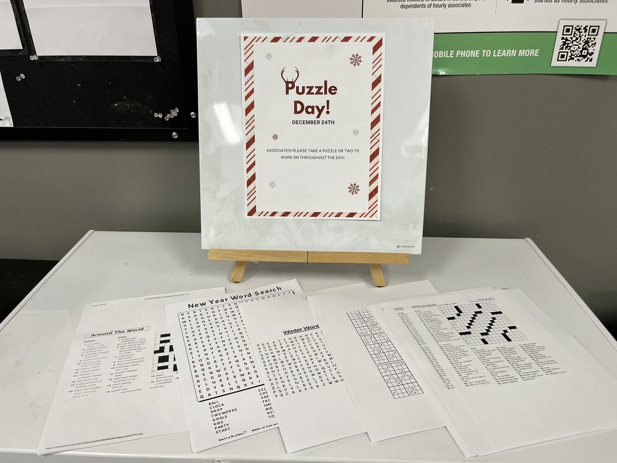 LeahAMoor's tweet photo. Happy Holidays from our store to yours! ❄️ the VOA put out some puzzles for associates and thank you to management for the BBQ meal! #2211proud #VOA @HDMarthaMendoza @mjgolf74 @HD_Jessica_ https://t.co/QgkRUWXC5f
