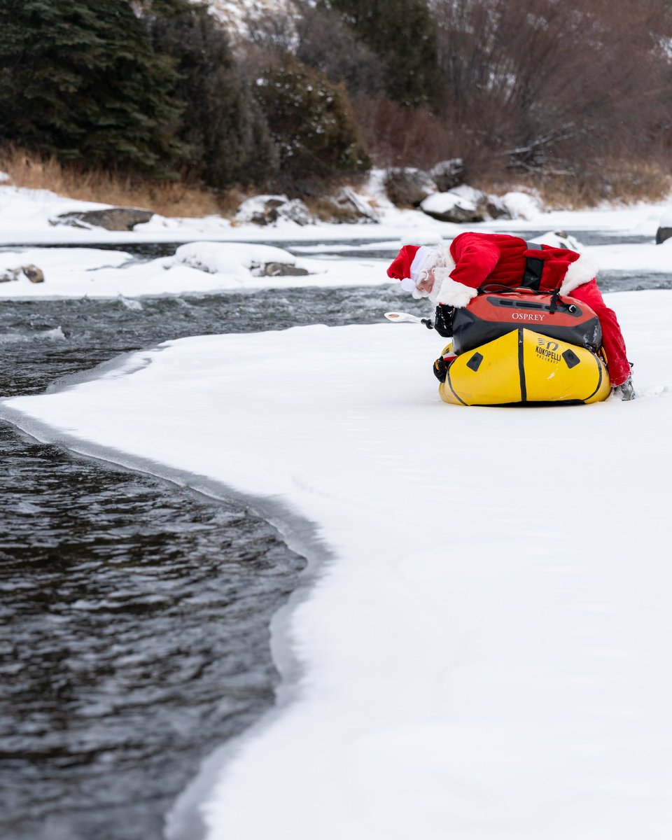 RossBernards's tweet image. He’s picking his line
He’s checking it twice
He’s gonna fine out if it’s rowdy or just ice
Santa Claus is paddling to town