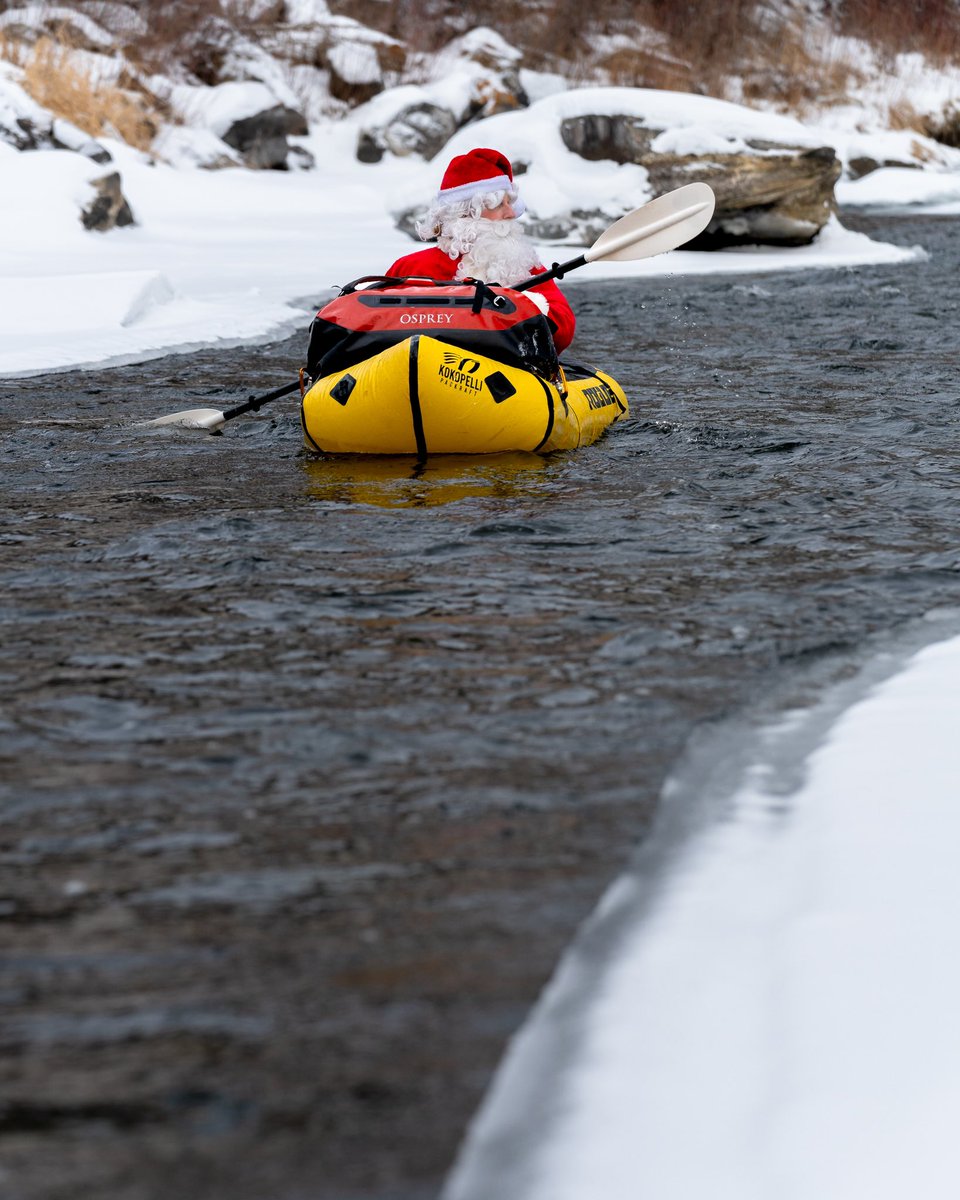 RossBernards's tweet image. He’s picking his line
He’s checking it twice
He’s gonna fine out if it’s rowdy or just ice
Santa Claus is paddling to town