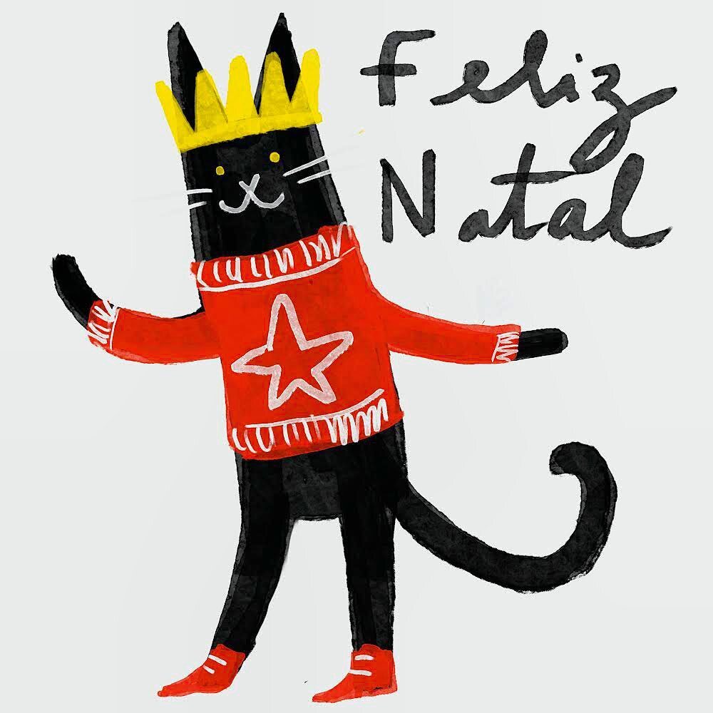 InesJaloto's tweet photo. Feliz Natal! Merry Christmas! 🎄🎁 #doodle #chrismas #christmas22 #xmas #feliznatal #art #artwork #cat #christmasjumper #illustration #painting #drawing https://t.co/aZ4nnAa4RY