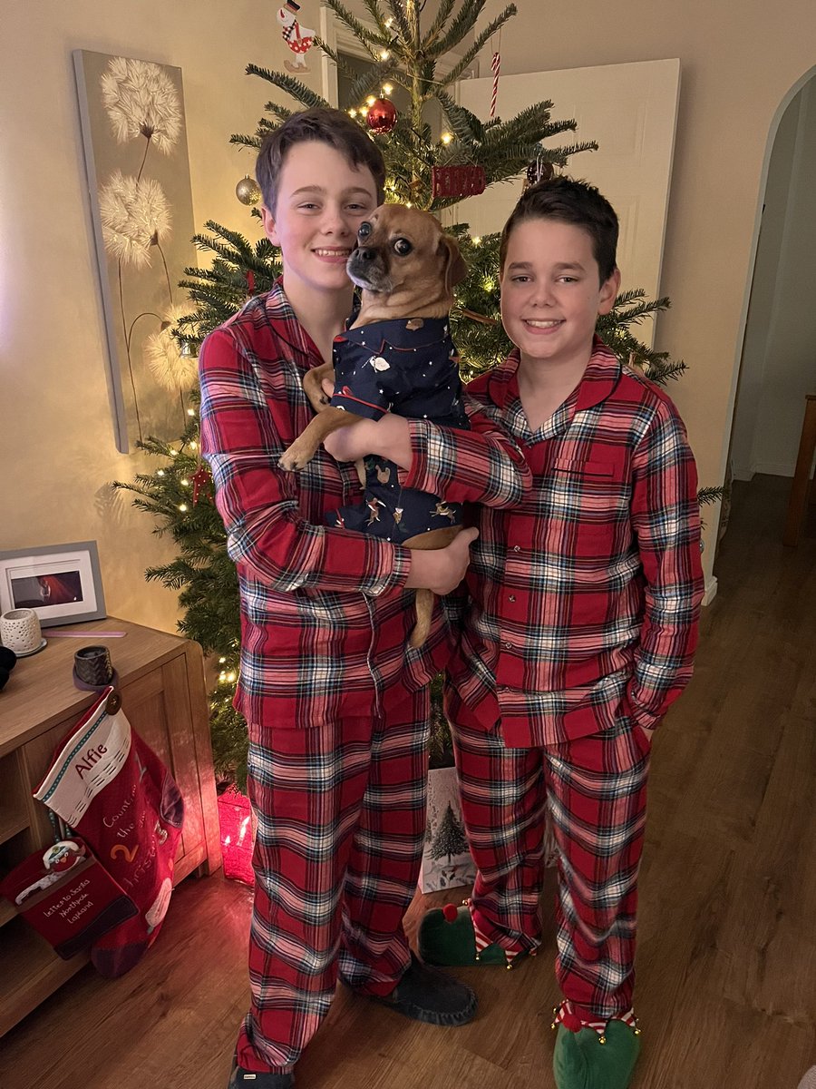 My three babies in their Christmas pjs. Luckiest gal in the world to call this bunch my family. Merry Christmas everyone ❤️