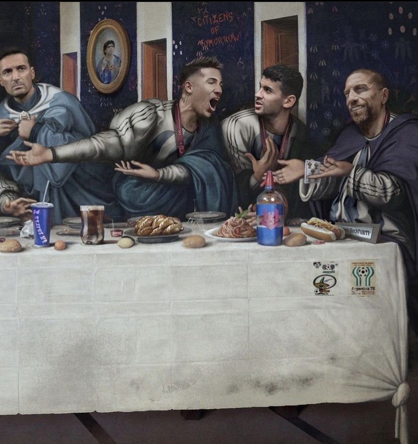 julivarro's tweet image. 🏆 “Primera cena como campeones mundiales” . Mi única religión 🇦🇷.

Ilustración : @lolilaboureau