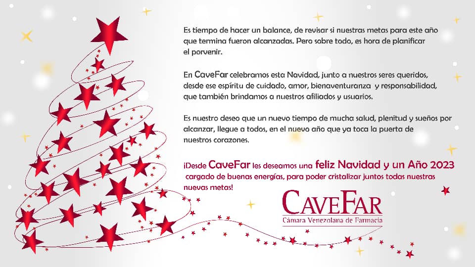 ¡Desde Cavefar les deseamos una Feliz Navidad y un año 2023 cargado de buenas energías, para poder cristalizar juntos todas nuestras nuevas metas!

#Navidad #BuenosDeseos #Farmacia