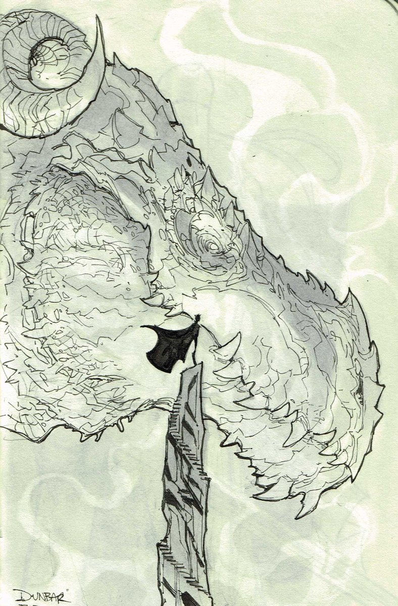 A wizard? and his dragon buddy from a while back (scanned from the little travel sketchbook) #dnd 