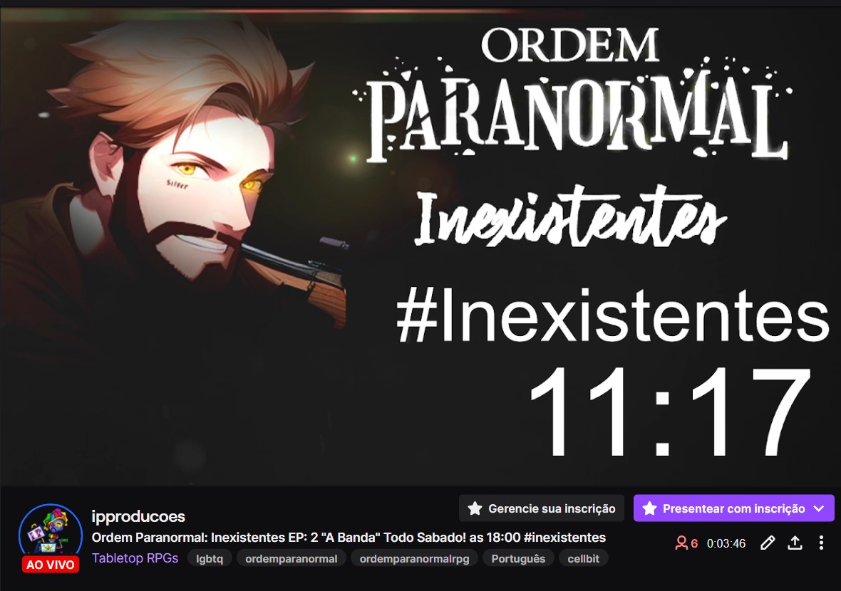 IPProducoes0's tweet photo. Vai começar daqui a pouco!
Segundo EP de Inexistentes!
Ta muito legal em! Likks no proximo post
#inexistentes #OrdemParanormal #SinaisDeOutroLado #OrdemParanormalRPG https://t.co/O6mQqOH9en