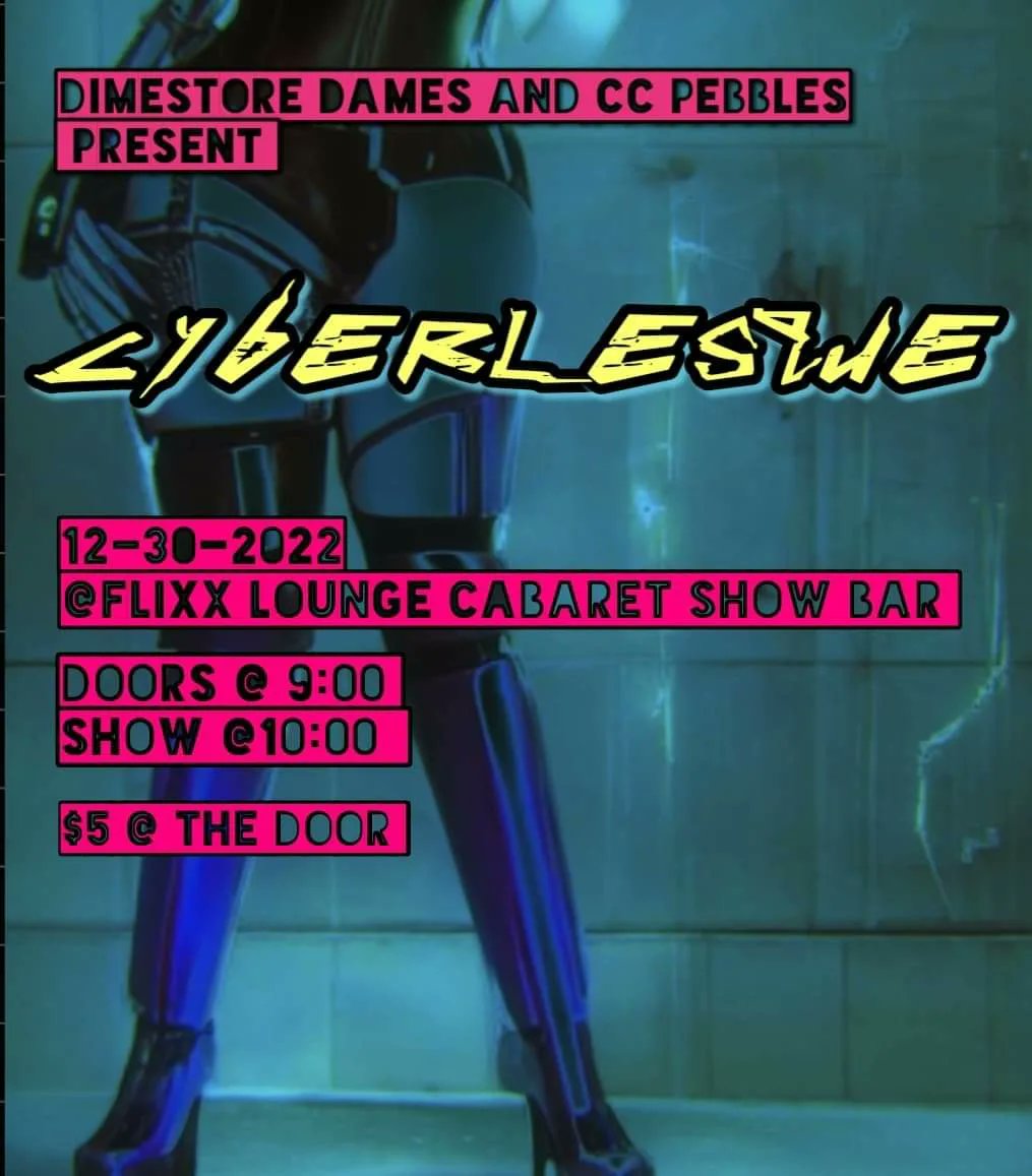 nyotokio's tweet photo. 🌃CYBURLESQUE🌃
🕋 FRIDAY, DEC 29TH
🕋 @flixxlounge
🕋 Doors at 9PM, Show at 10PM
🕋 $5 Cover Fee
#boylesque #omahanightlife #flixx #maleburlesque #cyber #gasmask #cabaret #scifi #cyberwave #retrofuture #cyberpunkaesthetic #performerlife
#queerart #cyberpunk #anime #cosplay https://t.co/pTld02Tb3N