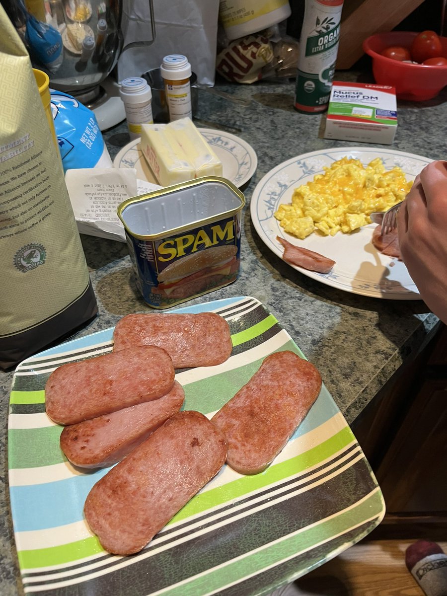 Ryan__Clark013's tweet photo. Howdy Dave, unfortunately dad was a day ahead of you as we whipped up some spam and eggs yesterday! The girls are still not huge fans😂😂We’ll gladly take any extras! https://t.co/kkVaT0Opim