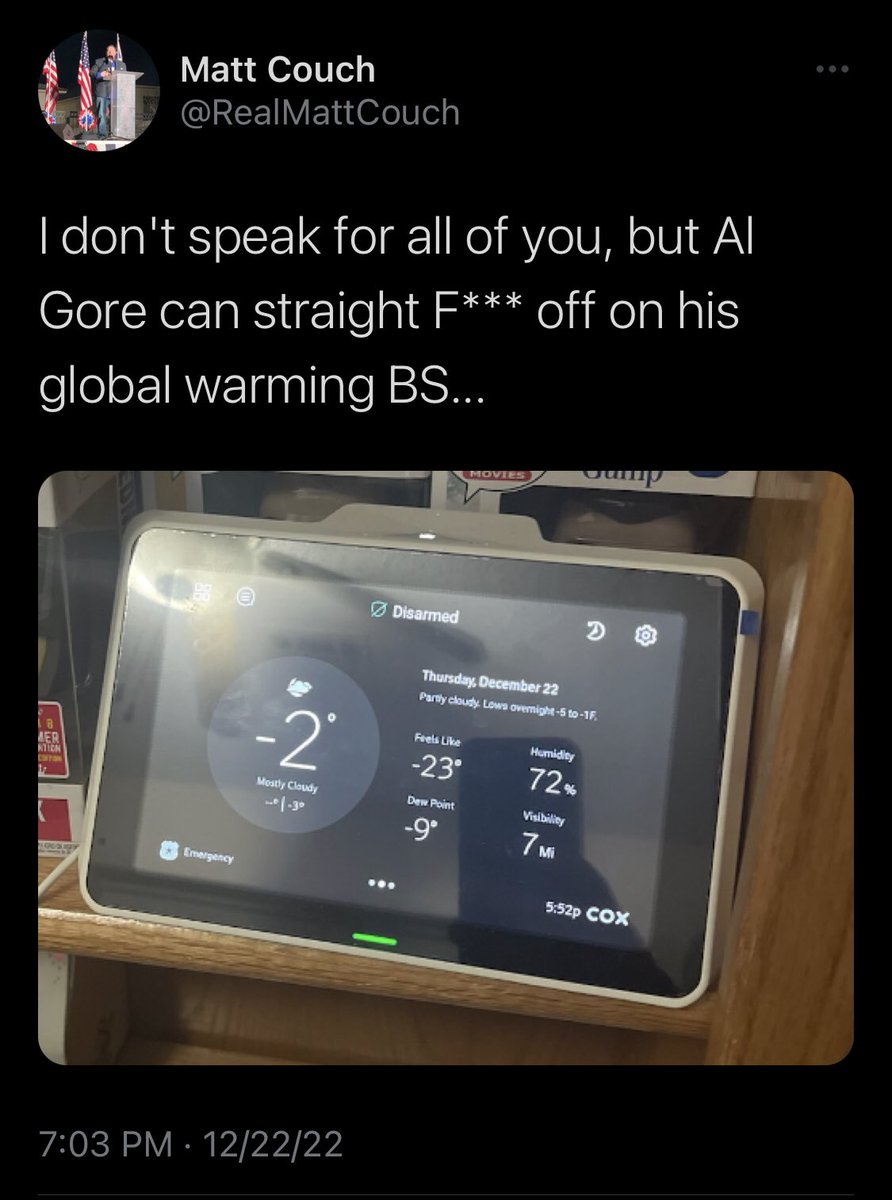 JPHilllllll's tweet photo. Incredible. The right is still stuck on “but if it’s cold now how can it be hot later?” https://t.co/YJT9TQmtd0