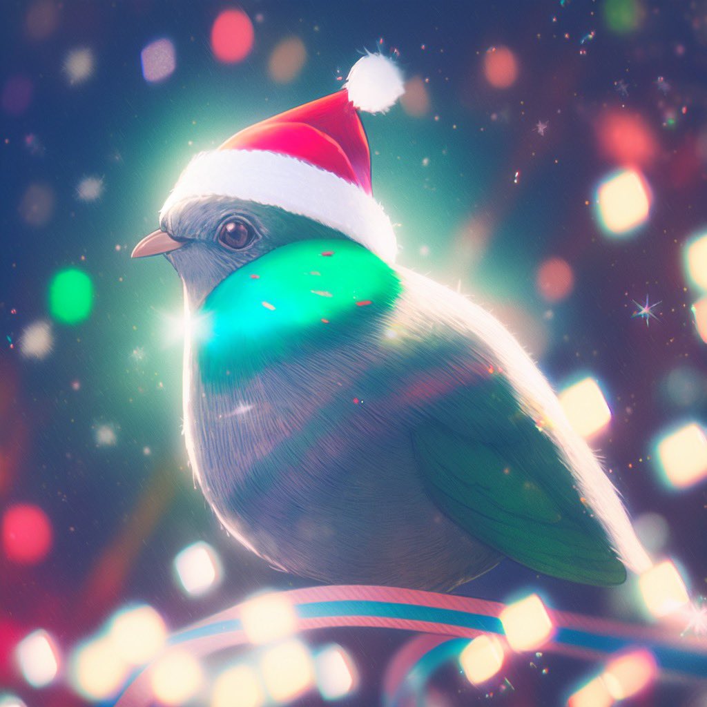 Happy Crimbo Eve from the PNW! #crimbo these festive birds hope they can bring you the #presents you want! #mallard #santahat #fesrivepigeon #midjourney #aiart #festiveart