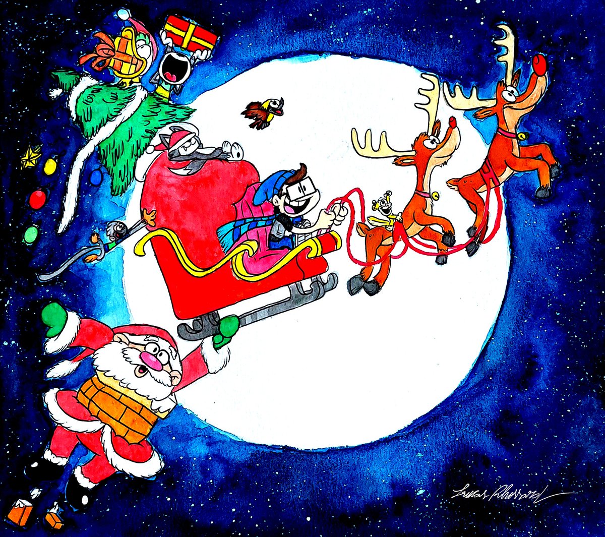 LRhossard's tweet photo. Como o Noel ficou preso na chaminé, eu chamei uns amigos para salvar o Natal

Feliz Natal e um próspero ano novo galera

#Natal #feliznatal #feliznatal2022 #natal2022 #xmas #marrychristmas #desenho #cartaodenatal #cartãodenatal2022 #art #arte #artedenatal #gapel #papainoel #noel https://t.co/jDYvgYjo9j