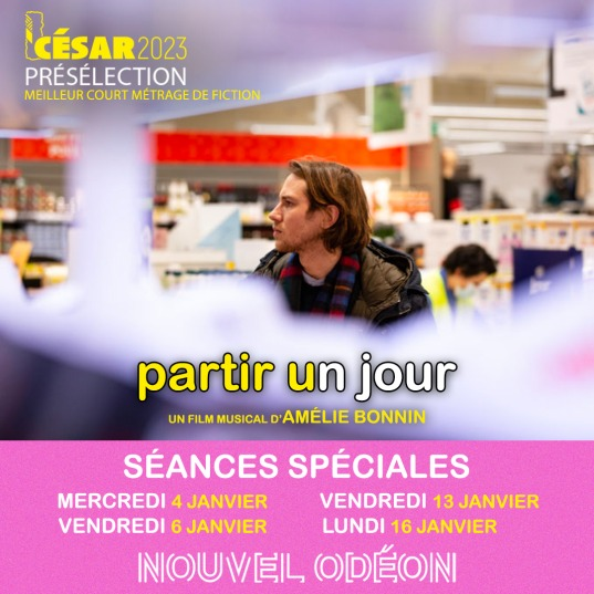🎬Le <a href="/NouvelOdeonCine/">Cinéma Nouvel Odéon</a> projettera à 4 reprises en janv. 2023, dans le cadre de "Café Court", #PartirUnJour d'#AmelieBonnin
👉bit.ly/PUJNouvelOdéon
👉bit.ly/EventPUJ
✨Présélection "Meilleur Court Métrage de Fiction" - #Cesar2023

@Les_Cesar @ClermontISFF <a href="/juliettearmanet/">Juliette Armanet</a>