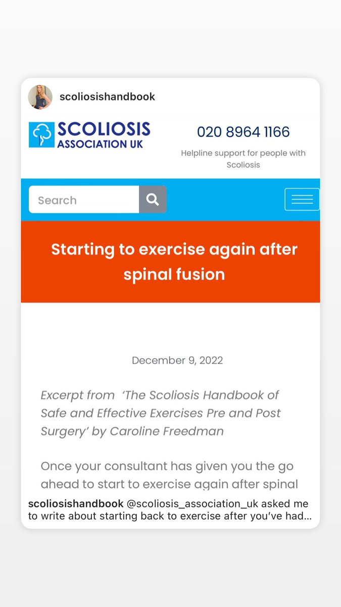 @scoliosis_association_uk asked me to write about starting back to exercise after a spinal fusion. It’s daunting knowing how to start upLink in insta bio @scoliososhandbook The Scoliosis Handbook @hhealthbooks Amazon #scoliosis #spinalfusion #backsurgeryrecovery #scoliosissurgery
