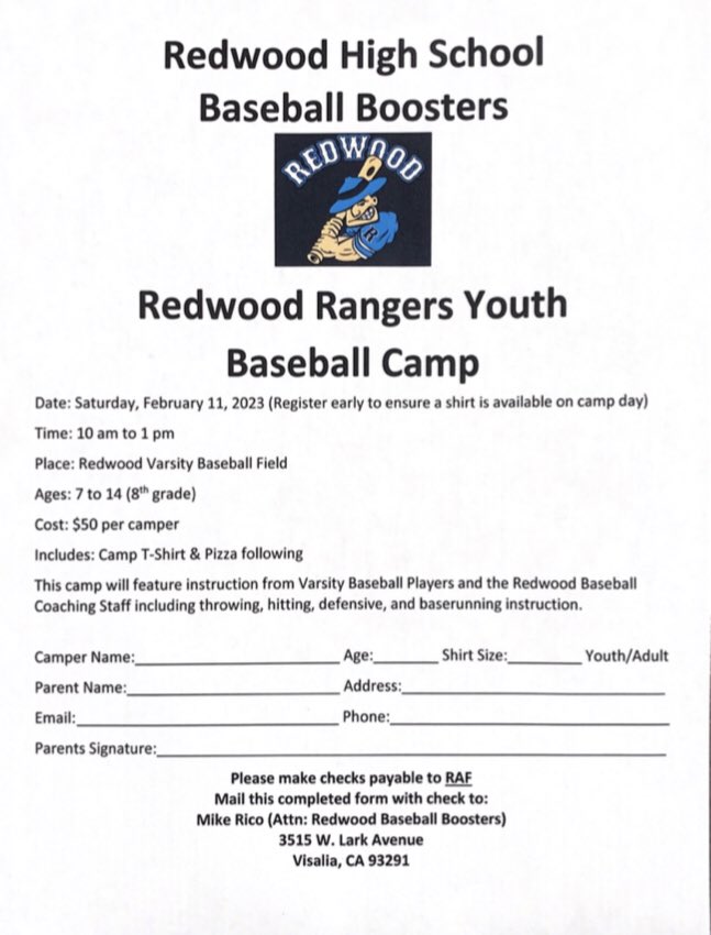 Join the Ranger Baseball family February 11th for our youth baseball camp!