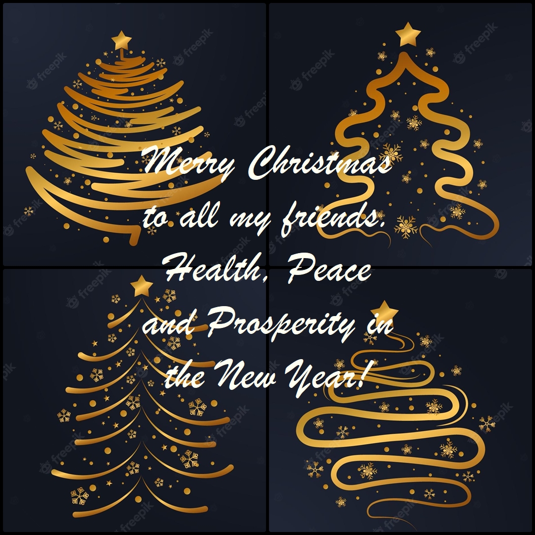Merry Christmas to all my friends.
Health, Peace and Prosperity in the New Year!