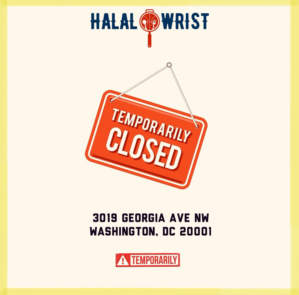 We would like to inform everyone that @halalwristrestaurant will be temporarily closed. We apologize for any inconvenience this may cause. New updates will be shared with everyone at the top of the year iA! We appreciate everyone’s continued support. ♥️ #HalalWristRestaurant
